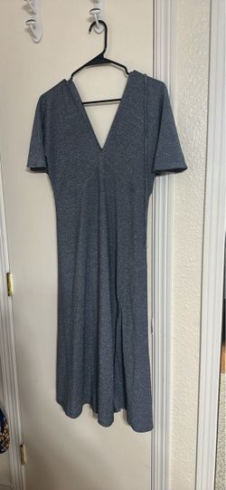 Blue Heathered Midi Dress Short Sleeve