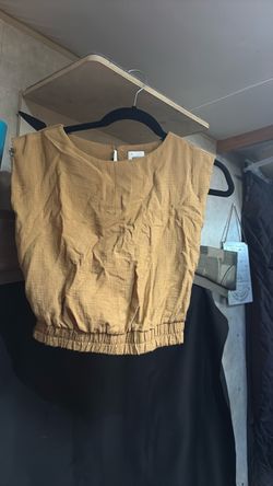 A New Day Mustard Yellow Cropped Smocked Tank Top - Size X
