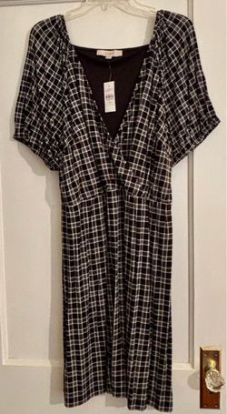 Loft Short Sleeve Plaid Faux Wrap Dress- XXL