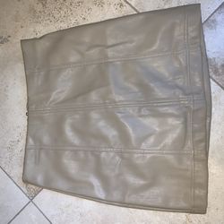 Beige Faux Leather Skirt
