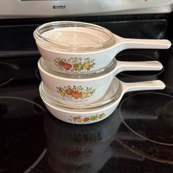Spice Of Life vintage CorningWare "Menuette" small saucepans/skillets