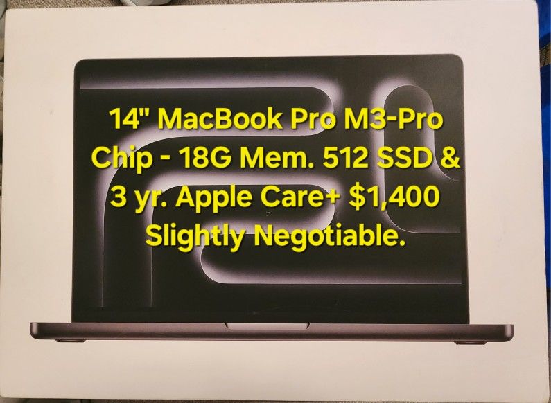 2024- M3 14 Macbook Pro - Pro Chip - 18G - 512 SSD