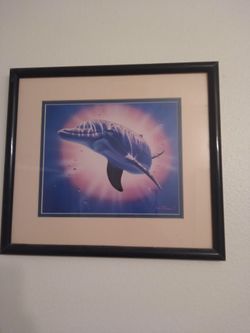 This is a 3 piece picture set. The other photo is the exact same with dolphins I will add it as soon as I can.