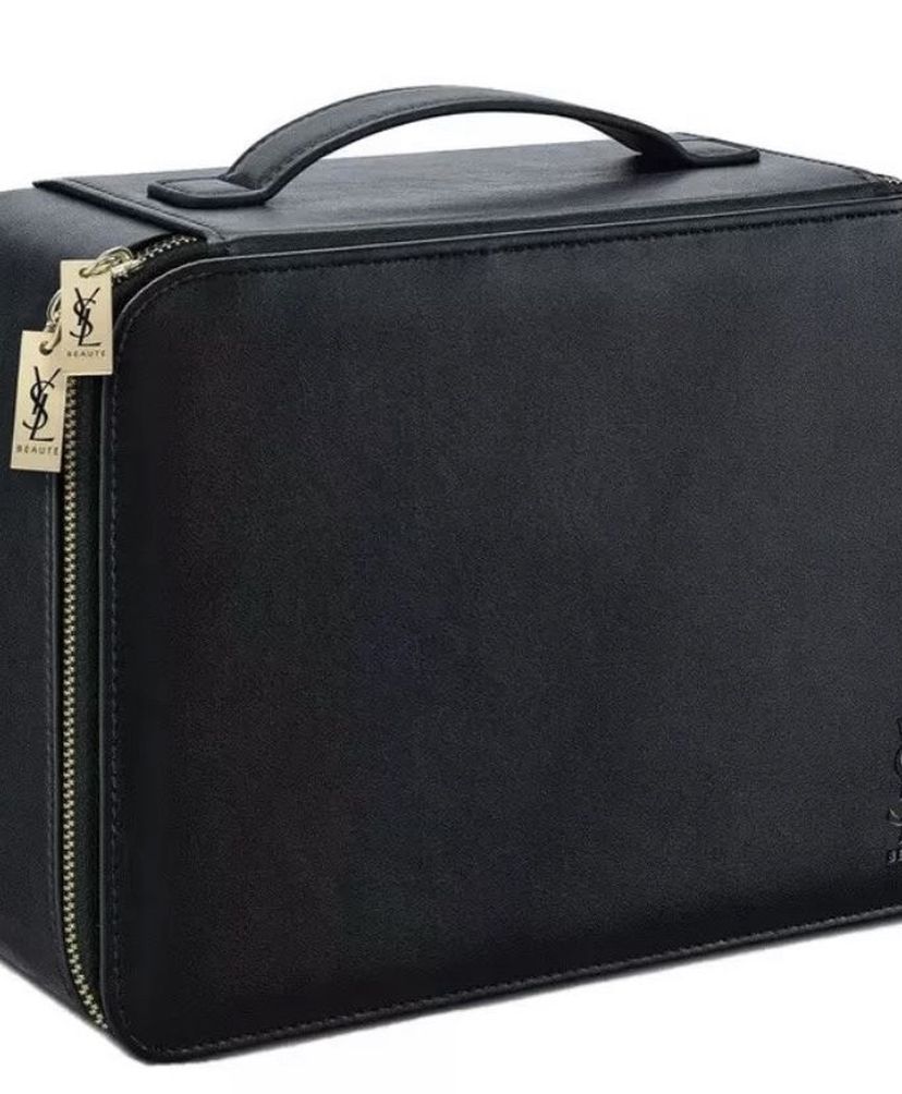 YSL Yves Saint Laurent Black Makeup Vanity Train Hard Case Travel Cosmetic Bag