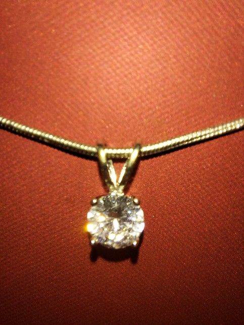 1 ctw AAA CZ Pendant On 16" Snake Chain * NEW