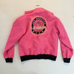 LA GEAR Forever 21 collab 80’s retro Pink & Black Full Zip Halloween Windbreaker Jacket Medium