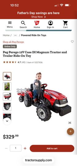 Kids 12v -2-speed tractor and trailer