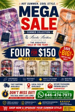 🔥 MEGA SUMMER SALE 🔥 Brooks Brothers Luxury Shirts — 4 FOR $150! Limited Time Only! 👔☀️
