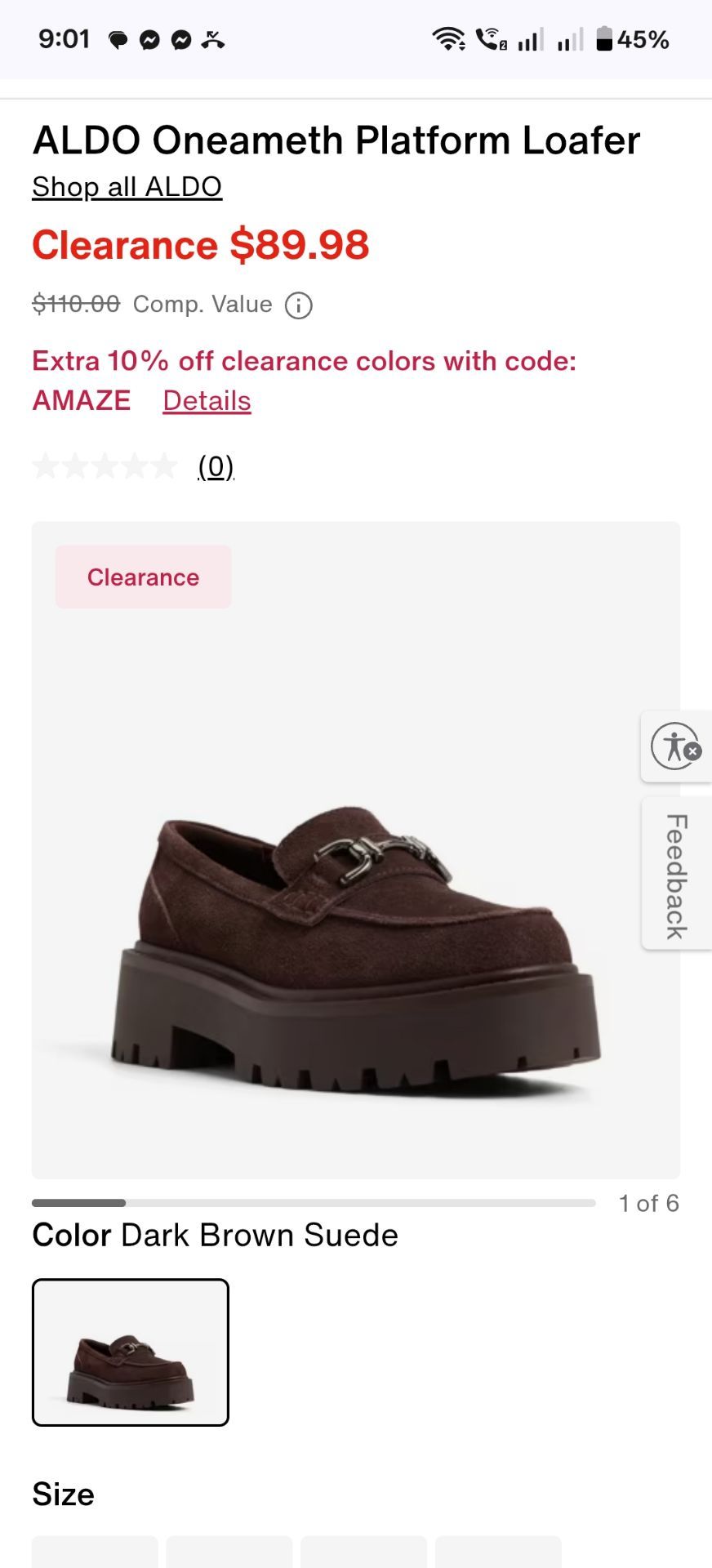 Aldo Onemeath Platform Loafer in Size 8