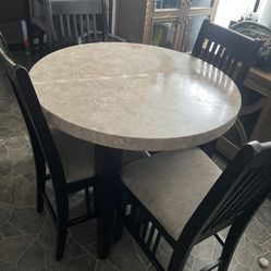 Marble High Top Table With Chairs 