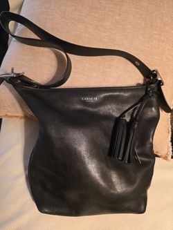 Coach Black Leather  Large Crossbody Bag Shoulder Bag Purse Tote 12" X 12" X 5"