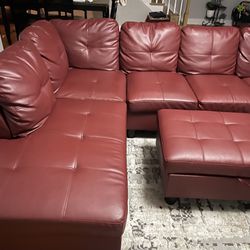 Burgundy Sectional Couch (leather)
