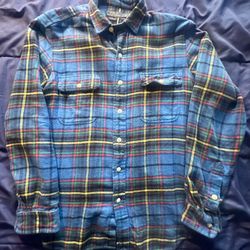 Ralph Lauren Polo Men's Long Sleeve Button up outerwear Cotton Plaid Shirt Large