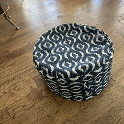 Poof Chair Bean Bag Type Chair Blue And white Print.