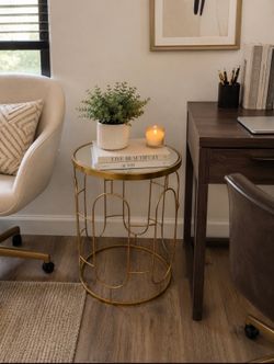HomeGoods Gold Metal & Glass Accent Side Table