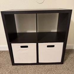 Bookshelf With Bins Dark Brown