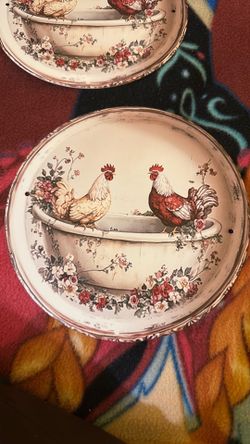 2D round roosters round decor for your Garden