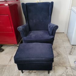 Armchair and Ottoman Blue