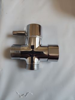 Metal T-adapter with Shut-off T Valve, 7/8 or 15/16 and G1/2 3-way Water Tee Connector,for Handheld Toilet Bidet Spray Bathroom,Chrome