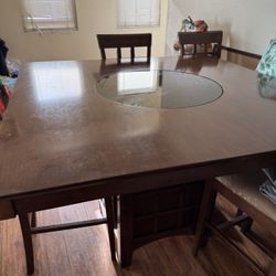 Wooden Table, 8 Chairs 