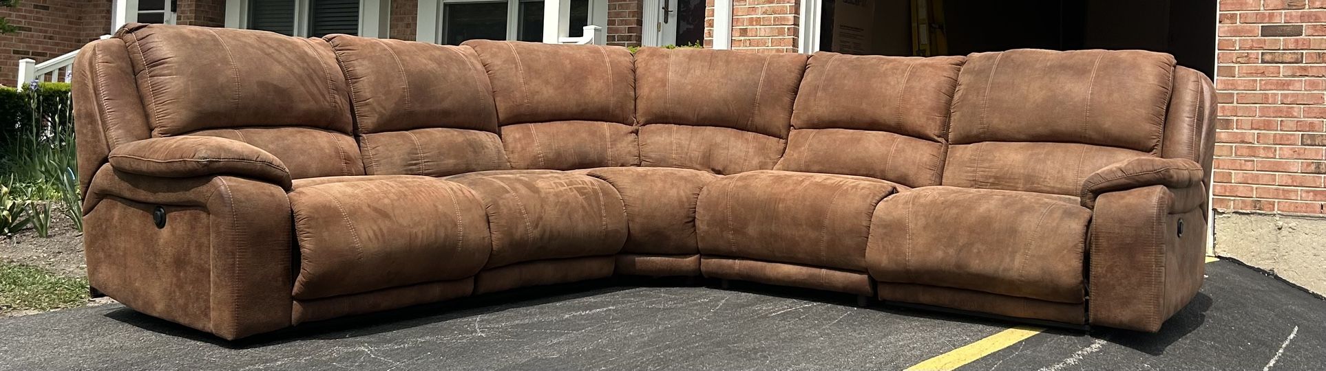 Brown Electric Power Reclining Couch Set
