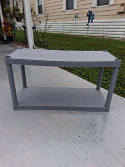 Gray Plastic 2-Tier Storage Shelf