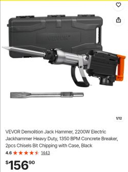 VEVOR 2200W Electric Demolition Jackhammer with Case