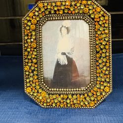 Lovely Vintage Octagonal Rhinestone Encrusted Picture Frame 