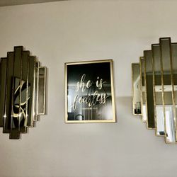 Gold Rustic Multi Mirrored Wall Sculpture Set 