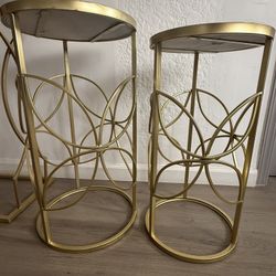 Gold And Marble Side Tables