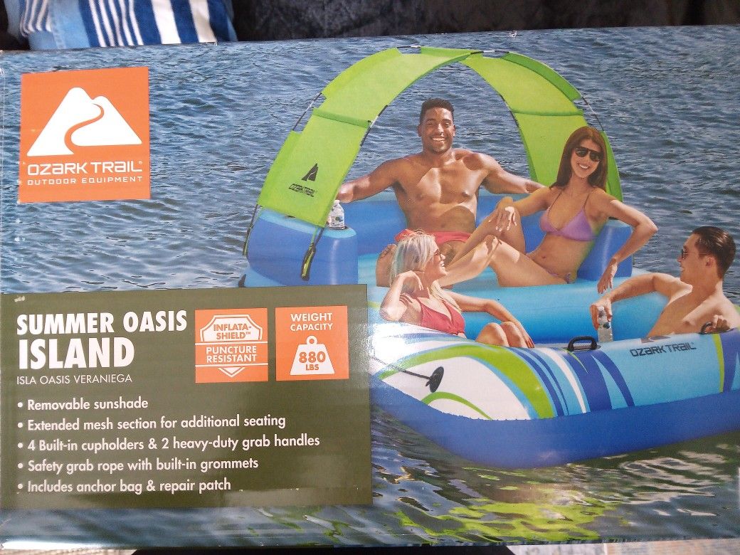 Ozark Trail Summer Oasis 4-Person Inflatable Island 10' x 6' x 23 inch