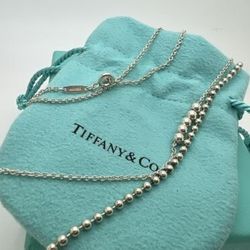 Tiffany Co Mixed Bead Chain 28 - 32" Sterling Silver Adjustable Necklace