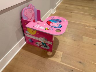 Peppa pig chair desk with storage bin