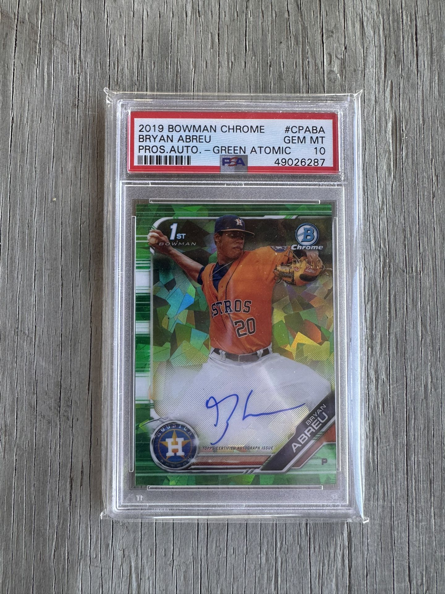 2019 BOWMAN CHROME PROSPECTS AUTOGRAPHS CABA BRYAN ABREU GREEN ATOMIC 52/99