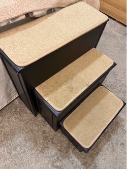 Wooden Pet Stairs  for Bed with Storage Compartment