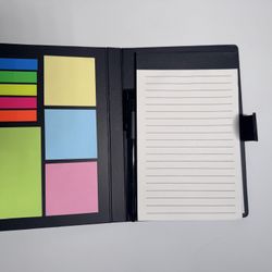 Black Notepad With Post It Notes & Bookmarks