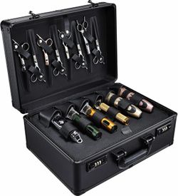 Barber Accessories Case, Profesional Barbers Briefcase Tool Case, Barber Cases for Clippers and Supplies, Hair Scissors Clippers Trimmer Organizer, Ba