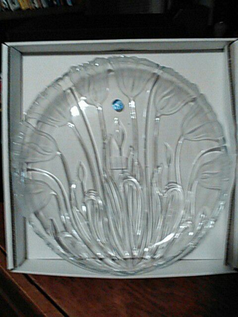 Block Crystal frosted tulip plate