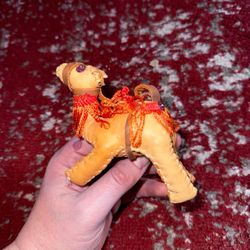 vintage handmade leather camel figurine