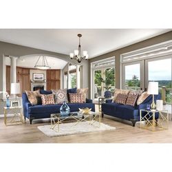 Brand New Super Plush Navy Blue Chenille Sofa & Loveseat (Pillows Included)