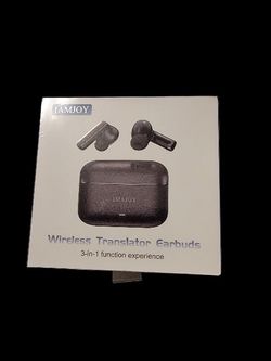 Black Wireless Translator Earbuds