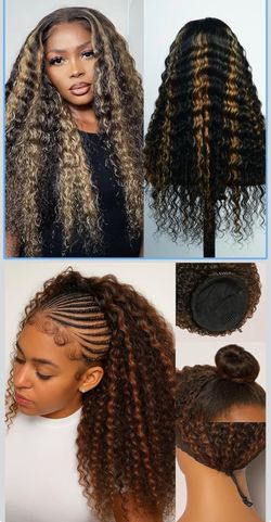 🔥Brand new🔥 Highlight Ombre Half Wig Human Hair 28inch S09