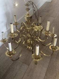Solid Brass Gold Polished Luxury Large 12 Light Chandelier