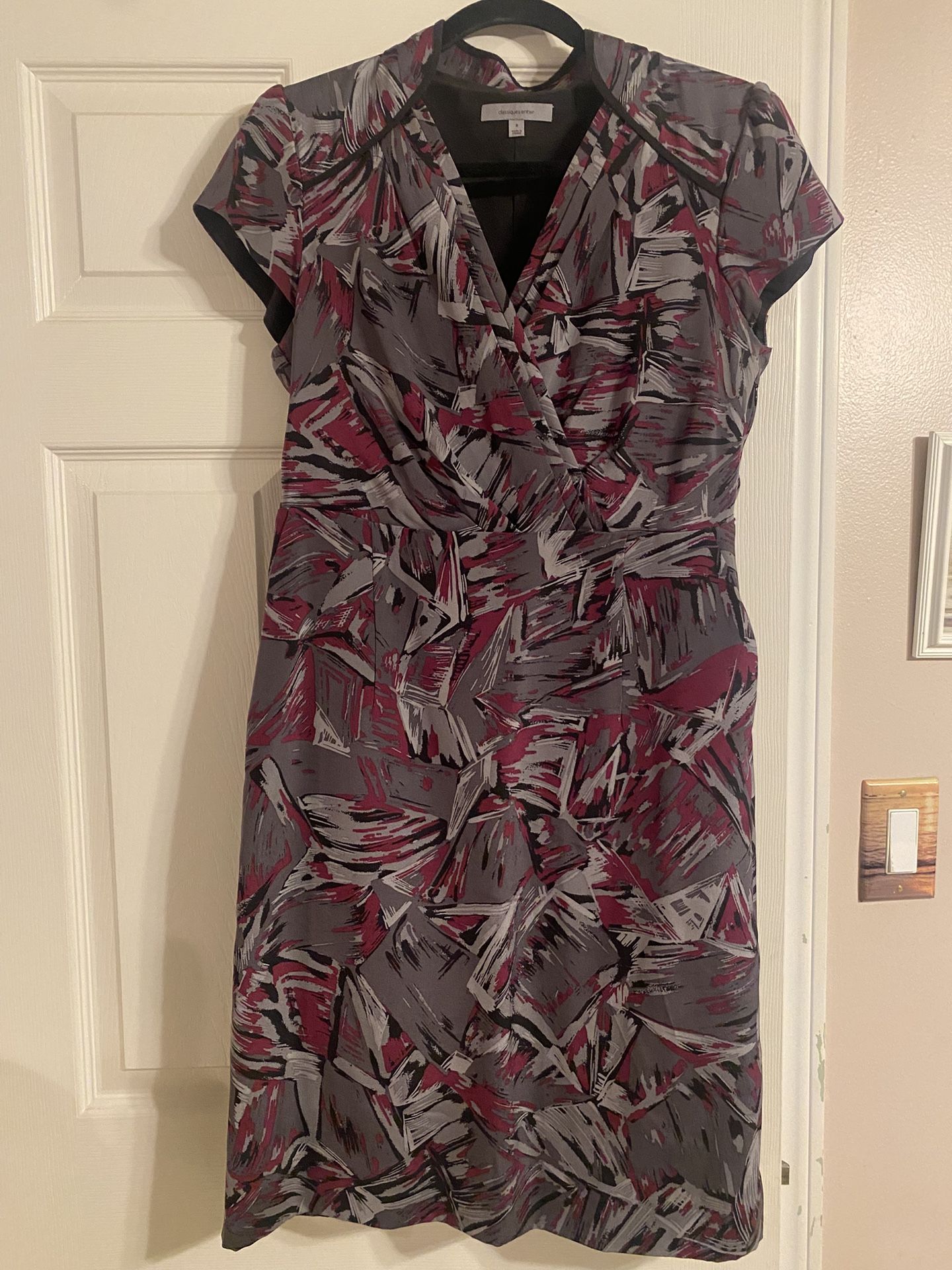 Gray And Purple Knee Length Dress