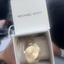  Michael Kors Slim Runway Gold-Tone Stainless Steel Watch