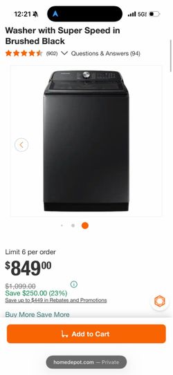 Samsung Top Load Washer Brushed Black