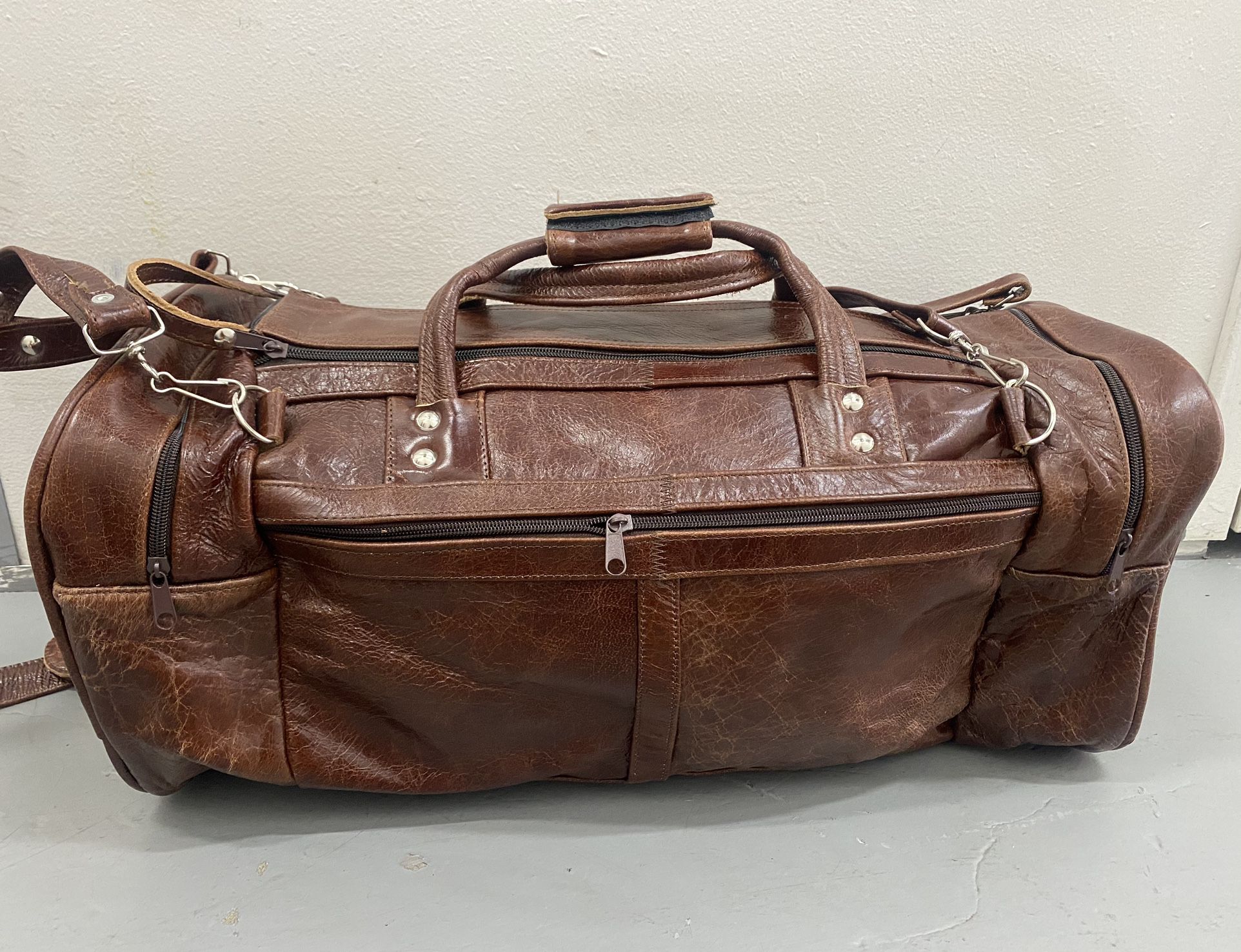  21" Genuine Leather Travel Tote Duffel Bag Carry-on Weekender Luggage Mexico 