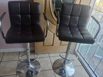 Set of 2 Adjustable Bar Stools with Armrests