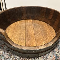 Oak French Wine Barrel Dog Bed