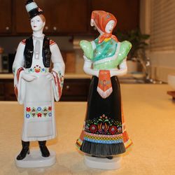 Hollohaza Hungary Porcelain Peasant Woman Man Figurine Set